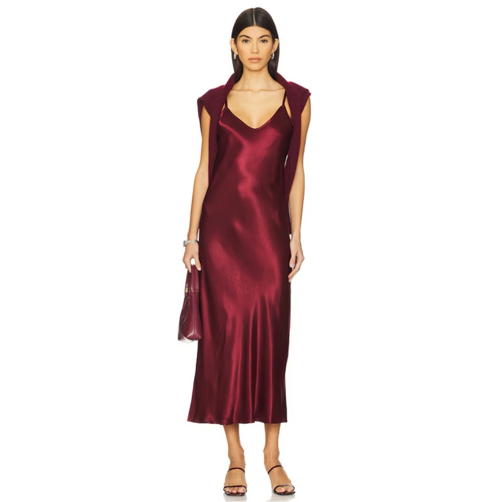 Enza Costa bias cut slip dress in Ruby